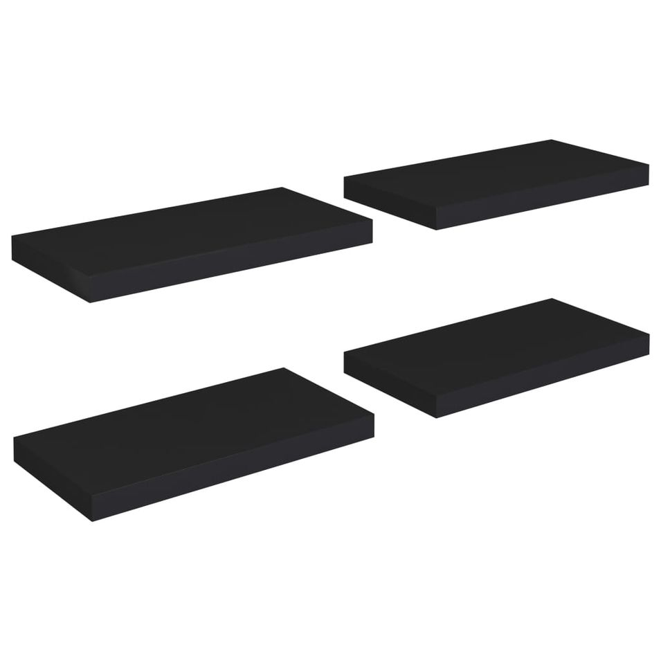 Étagères murales flottantes 4 pcs Noir 50x23x3,8 cm MDF - Photo n°1