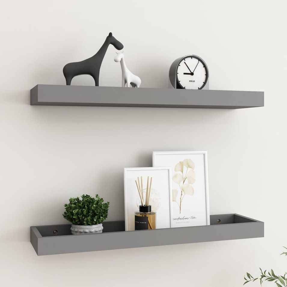 Étagères murales Loggia 2 pcs Gris 60x15x4 cm MDF - Photo n°1