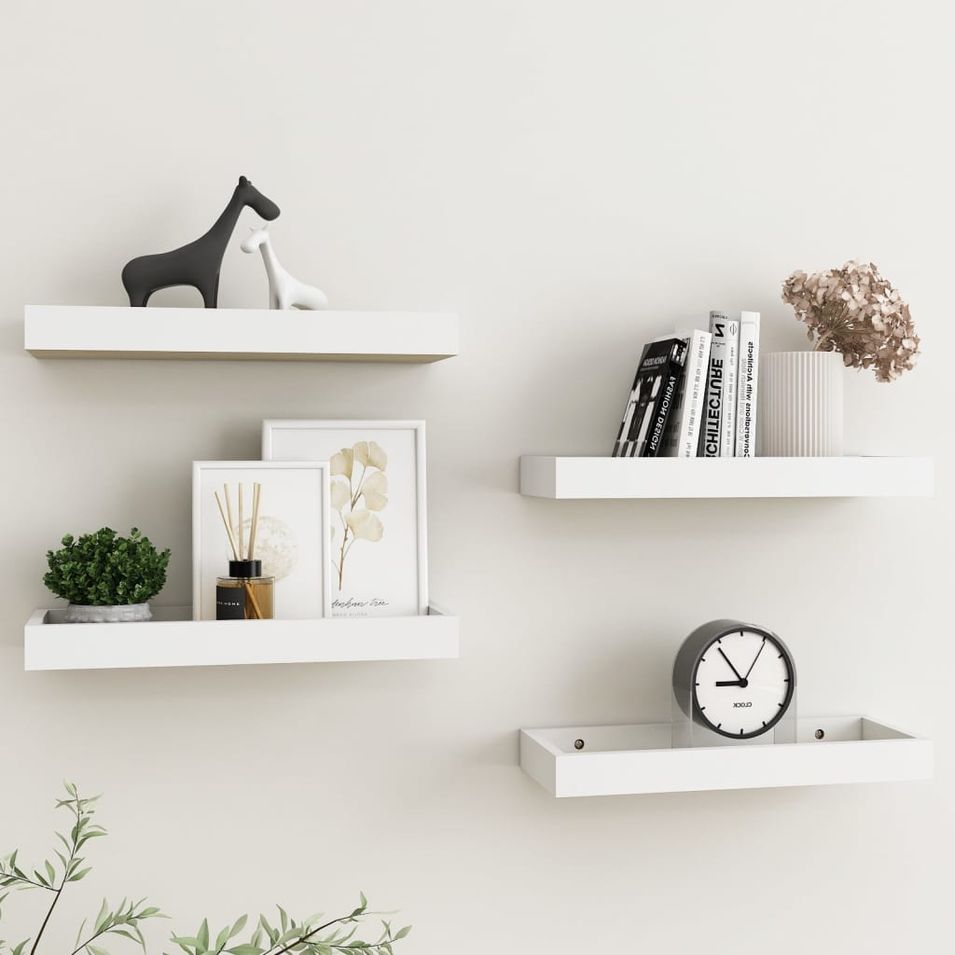 Étagères murales Loggia 4 pcs Chêne et blanc 40x15x4 cm MDF - Photo n°1