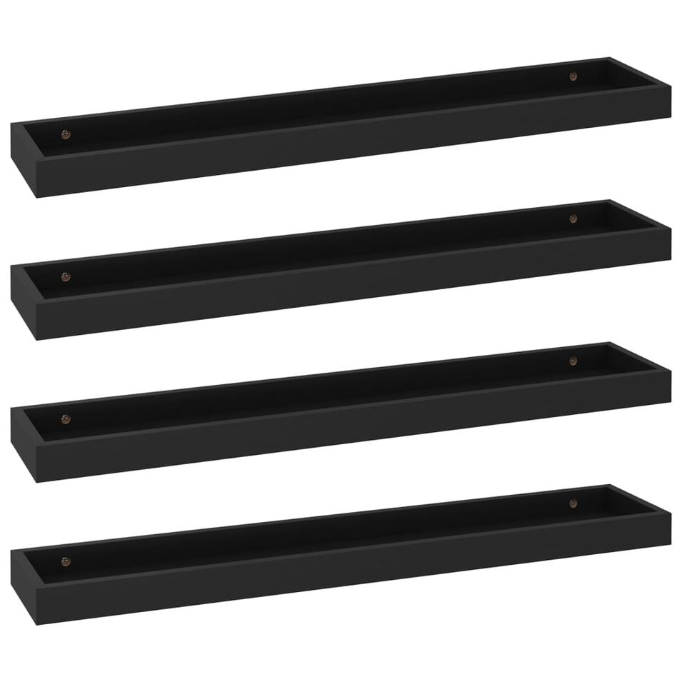 Étagères murales Loggia 4 pcs Noir 80x15x4 cm MDF - Photo n°1