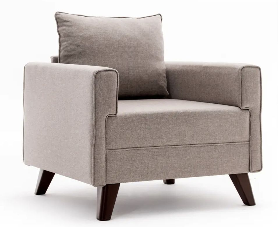 Fauteuil 1 place tissu beige Kandy 82 cm - Photo n°1