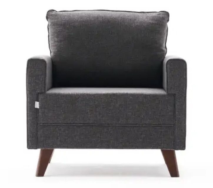 Fauteuil 1 place tissu gris foncé Kandy 82 cm - Photo n°1