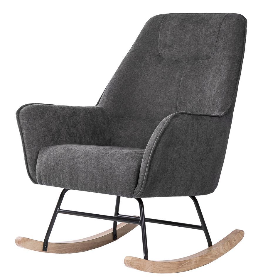 Fauteuil à bascule KOPEN – Tissu & pieds bois clair - Photo n°1