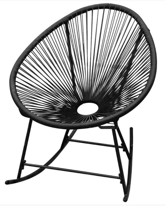 Fauteuil à bascule rotin synthétique et métal noir Mor - Photo n°1