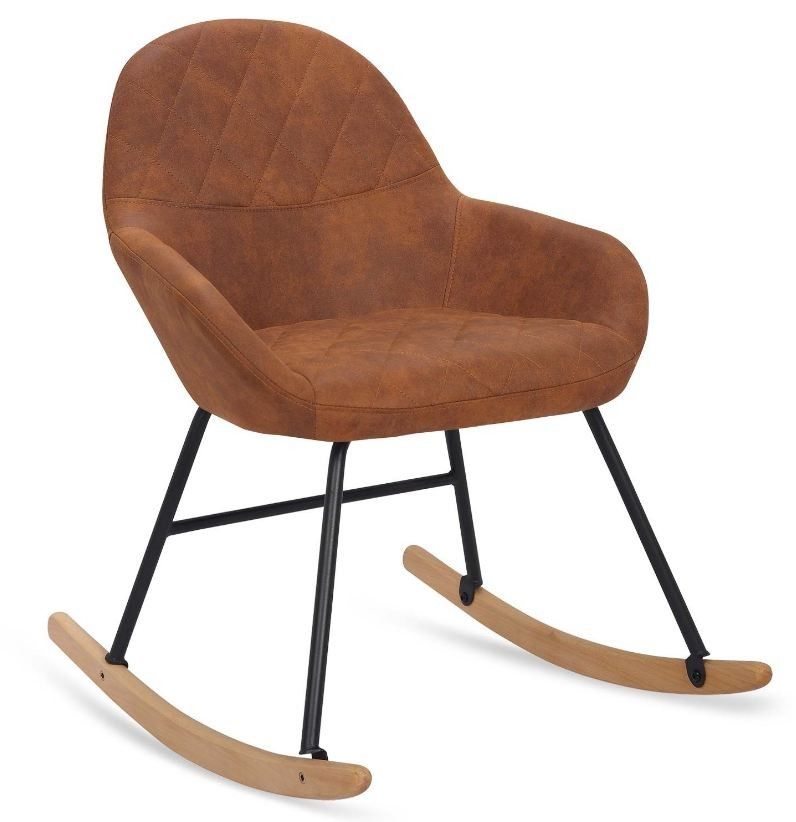 Fauteuil à bascule tissu marron Virta - Photo n°1