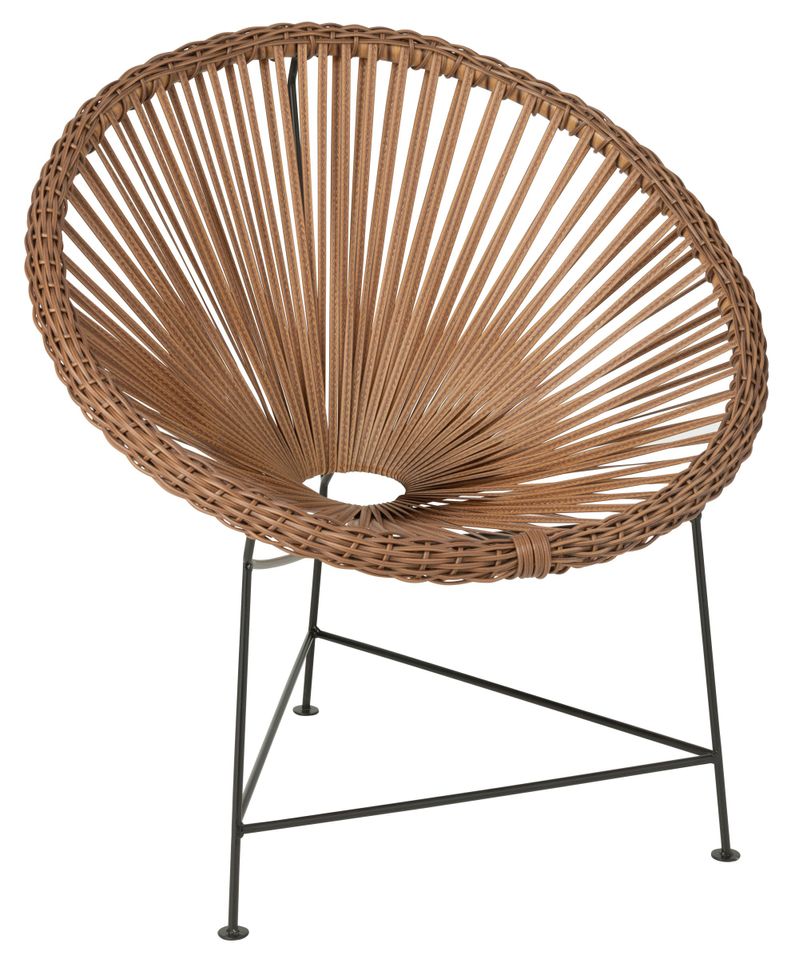 Fauteuil acapulco métal et rotin marron Eugenio - Photo n°1