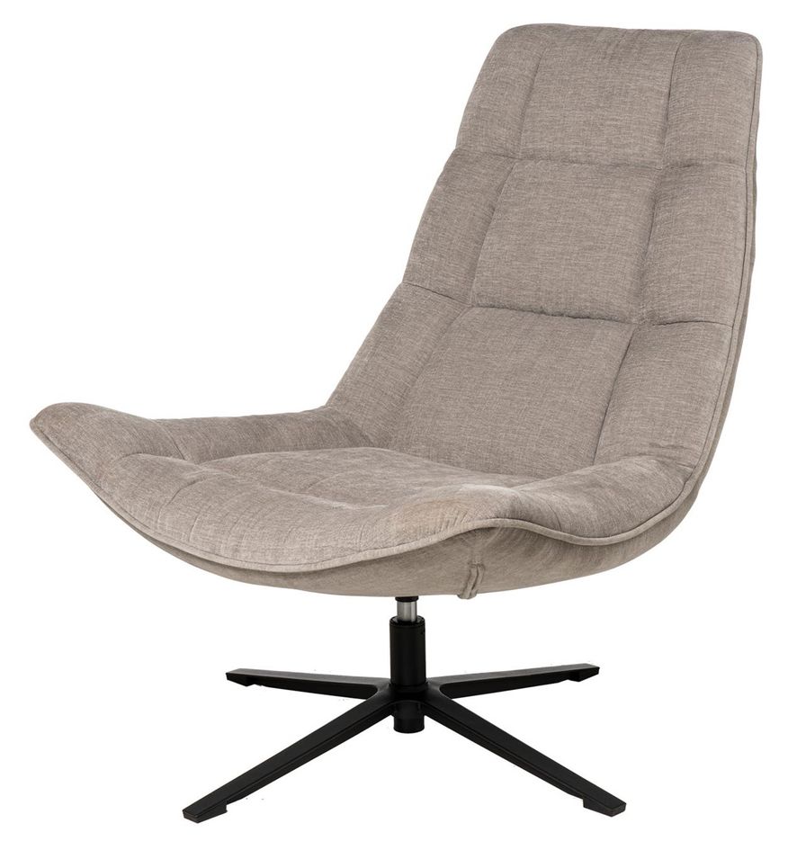 Fauteuil assise large rotatif à 360º tissu gris clair matelassé Farma 83 cm - Photo n°1