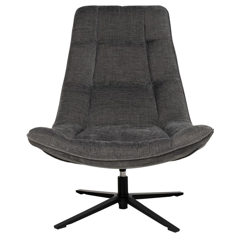 Fauteuil assise large rotatif à 360º tissu gris foncé matelassé Farma 83 cm - Photo n°1