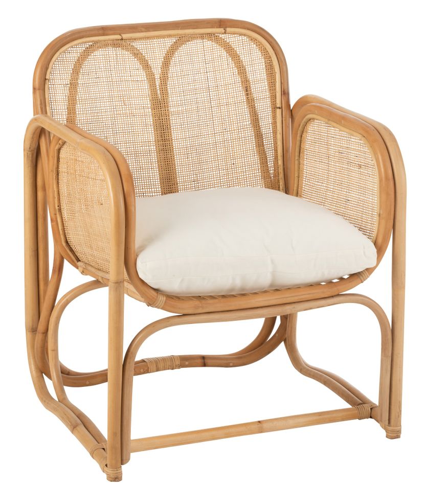 Fauteuil avec coussin casablanca rotin naturel Jila L 65 cm - Photo n°1
