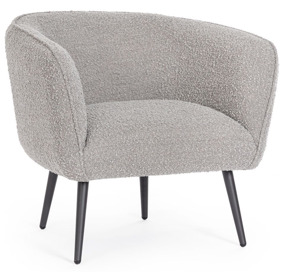 Fauteuil AVRIL – Tissu bouclé doux & pieds en acier noir - Photo n°1