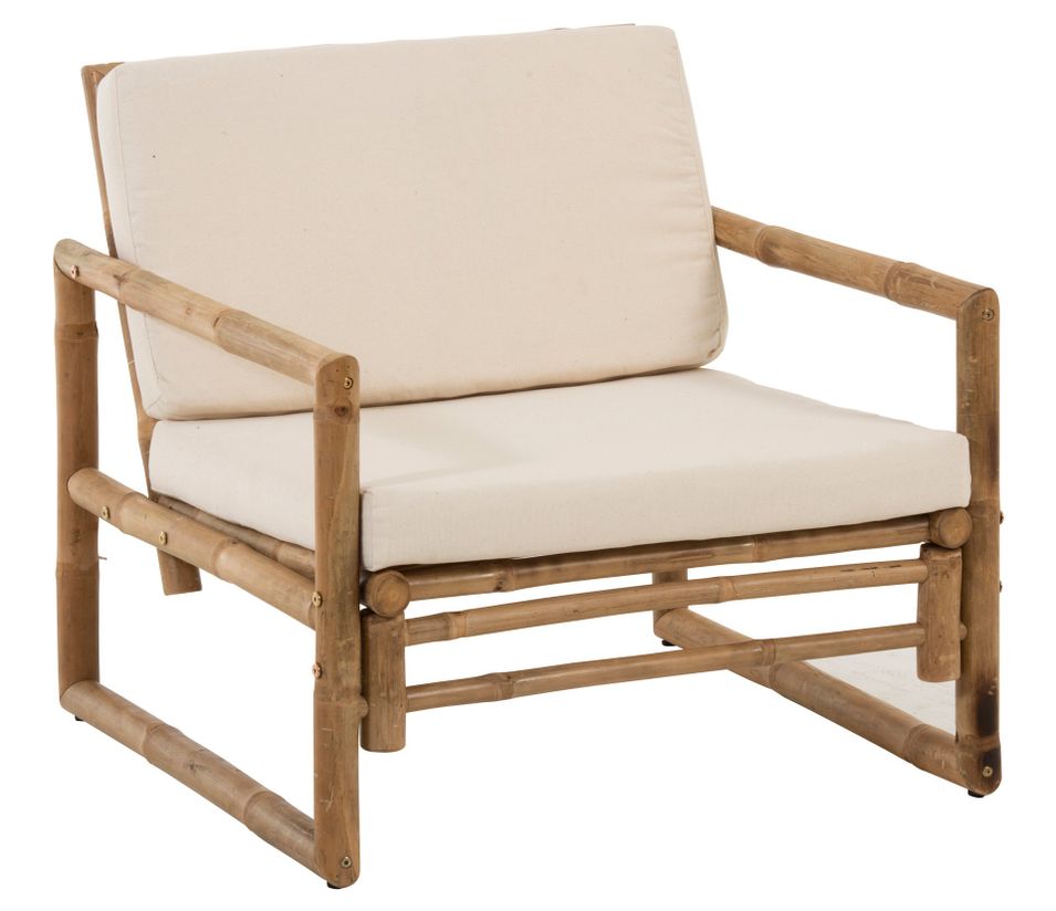 Fauteuil bambou et tissu naturel blanc Grania - Photo n°1