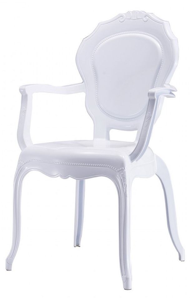 Fauteuil baroque polycarbonate blanc Loby - Lot de 2 - Photo n°1