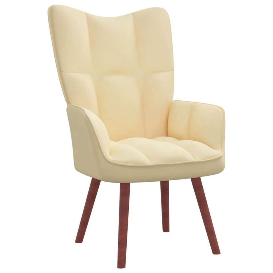 Fauteuil bergère Blanc crème Velours - Photo n°1