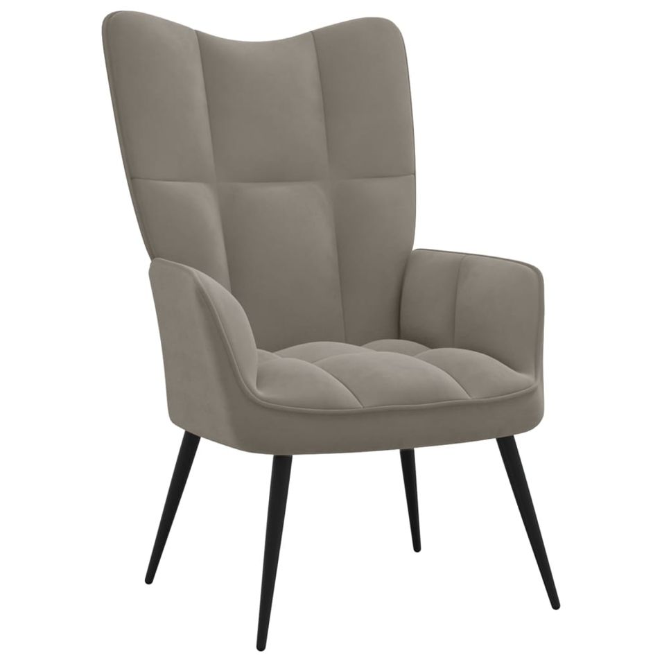 Fauteuil bergère Gris clair Velours - Photo n°1