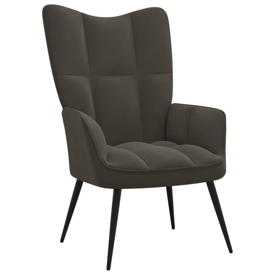 Fauteuil bergère Gris foncé Velours - Photo n°1