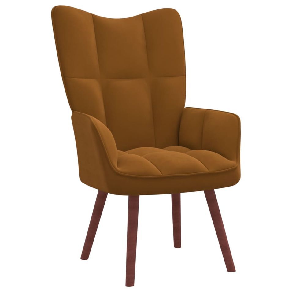 Fauteuil bergère Marron Velours - Photo n°1