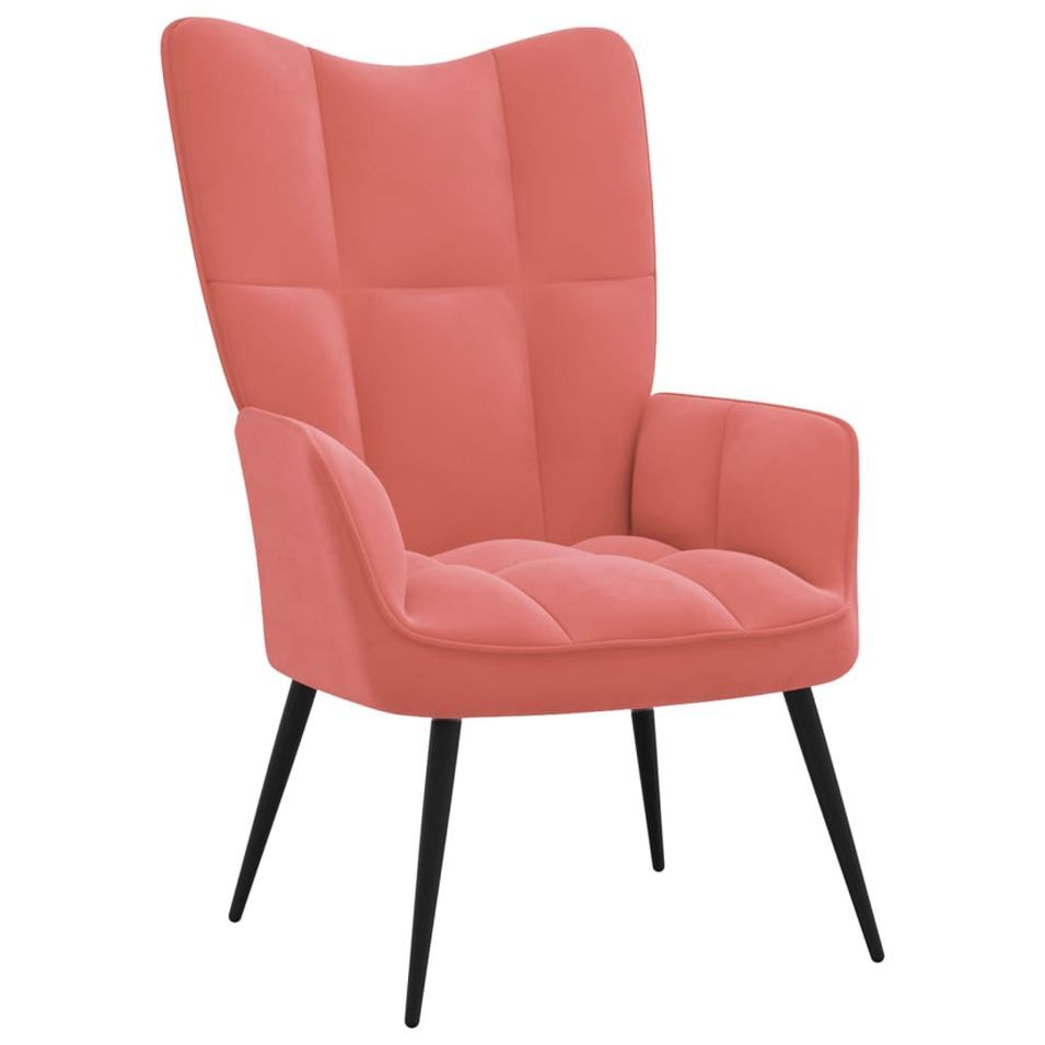 fauteuil bergère Rose Velours - Photo n°1