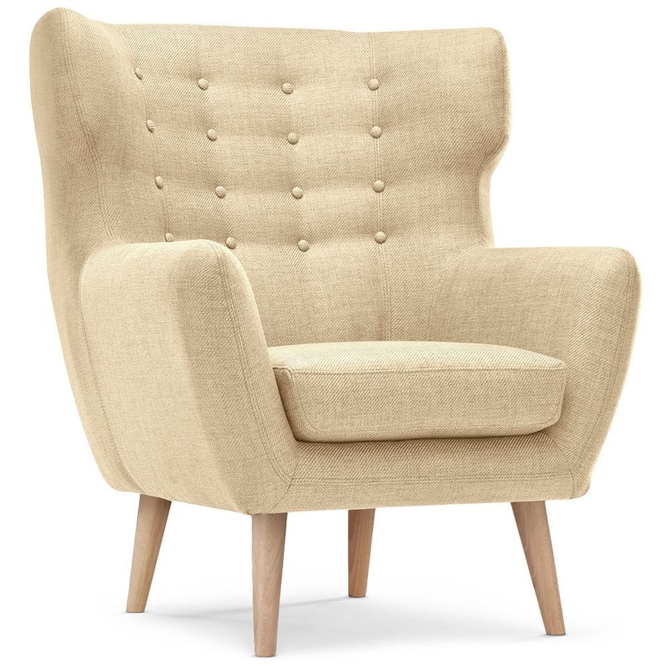 Fauteuil Bergère Tissu Beige - Photo n°1
