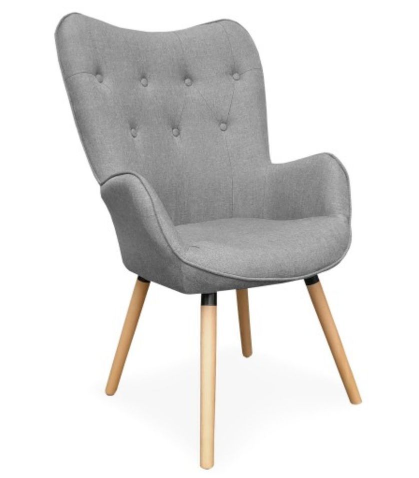 Fauteuil bergère tissu gris Sissy - Photo n°1