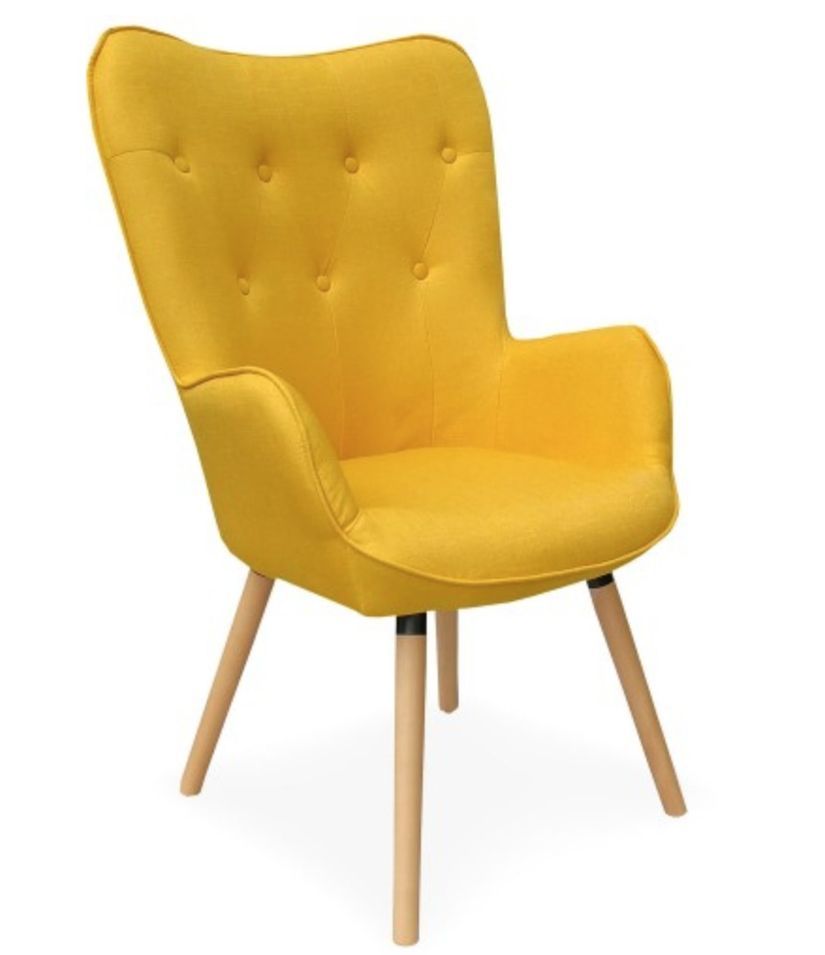 Fauteuil bergère tissu jaune Sissy - Photo n°1