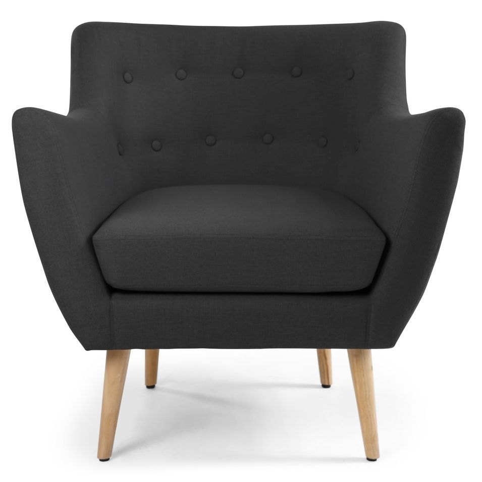 Fauteuil bergère Tissu Noir - Photo n°1