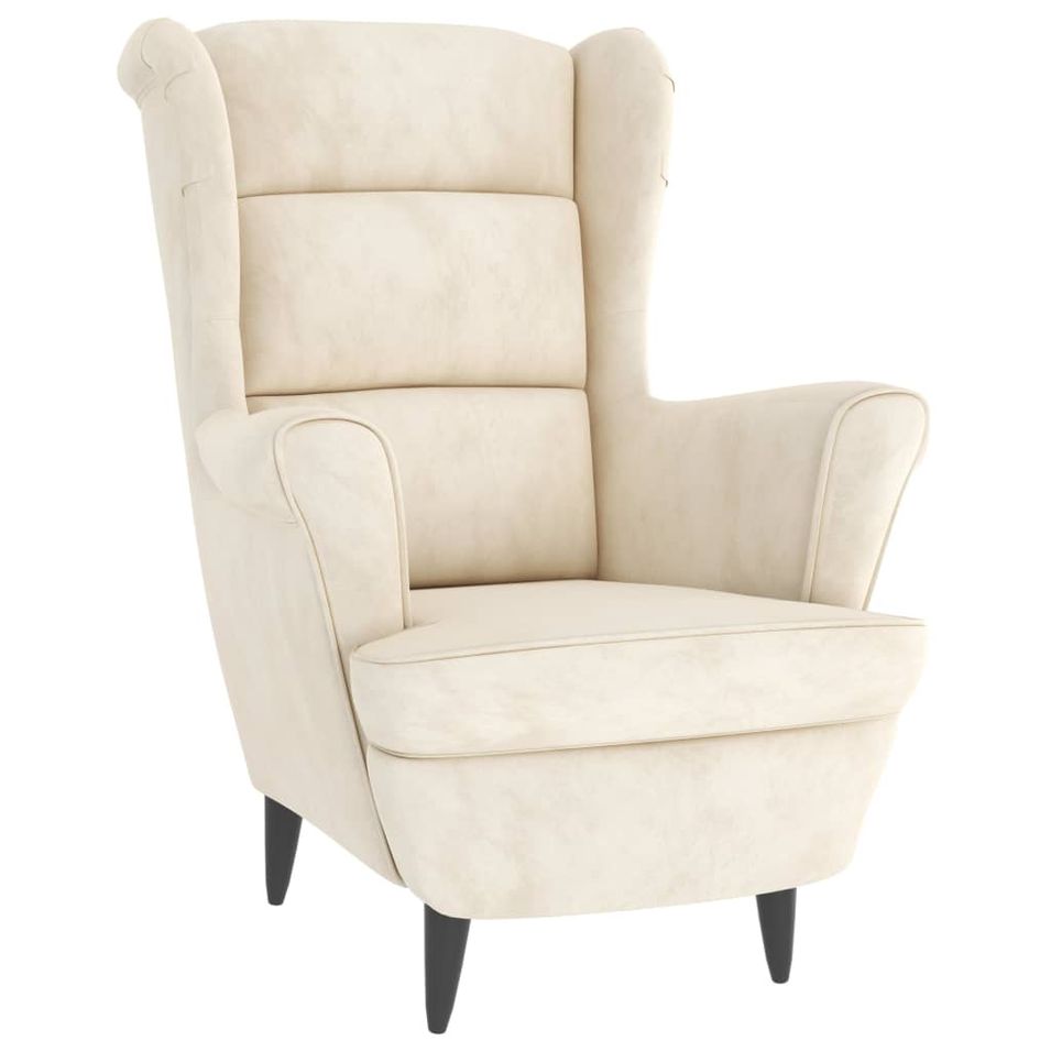 Fauteuil Blanc crème Velours - Photo n°1
