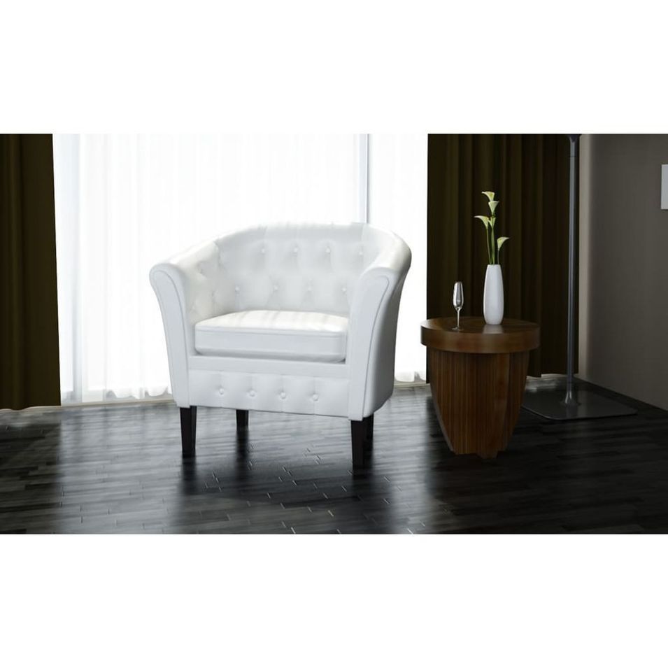 Fauteuil Blanc Similicuir - Photo n°1