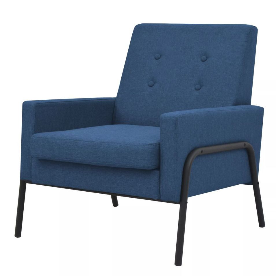 Fauteuil Bleu Acier et tissu - Photo n°1