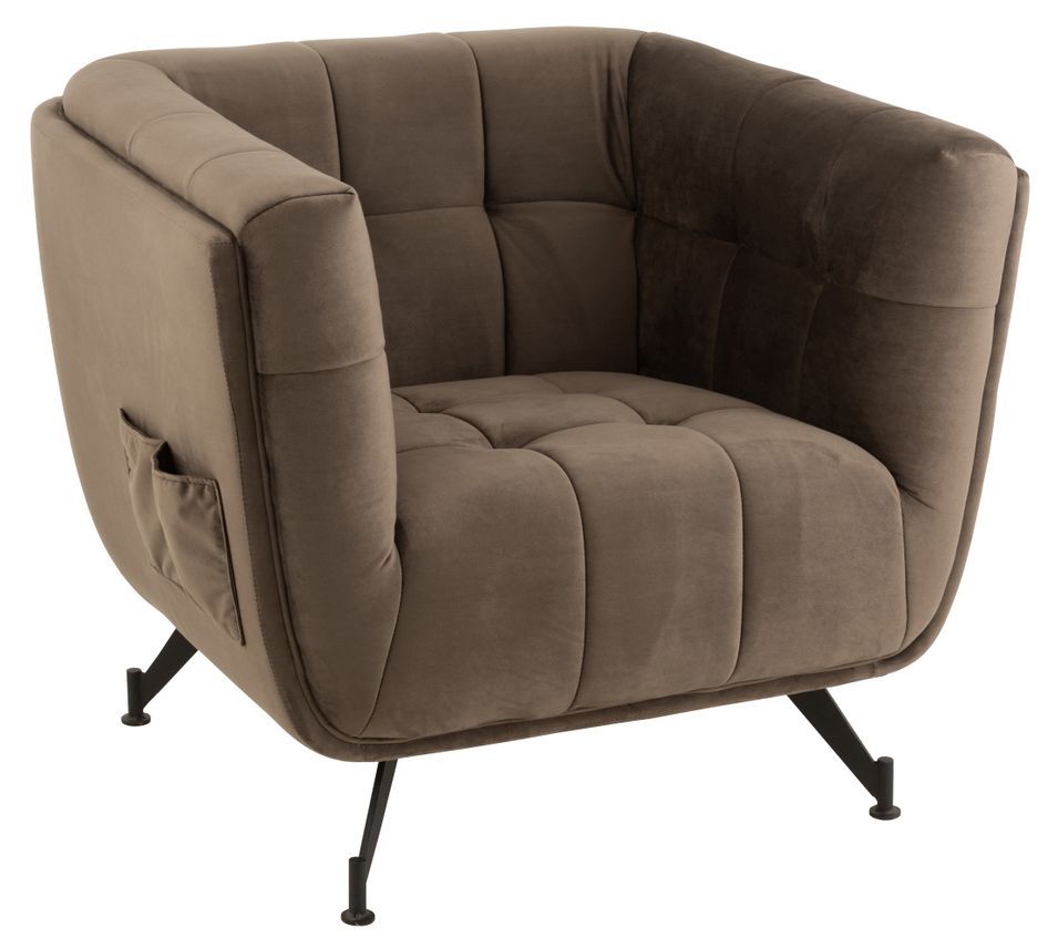 Fauteuil bois et tissu gris foncé Maria - Photo n°1