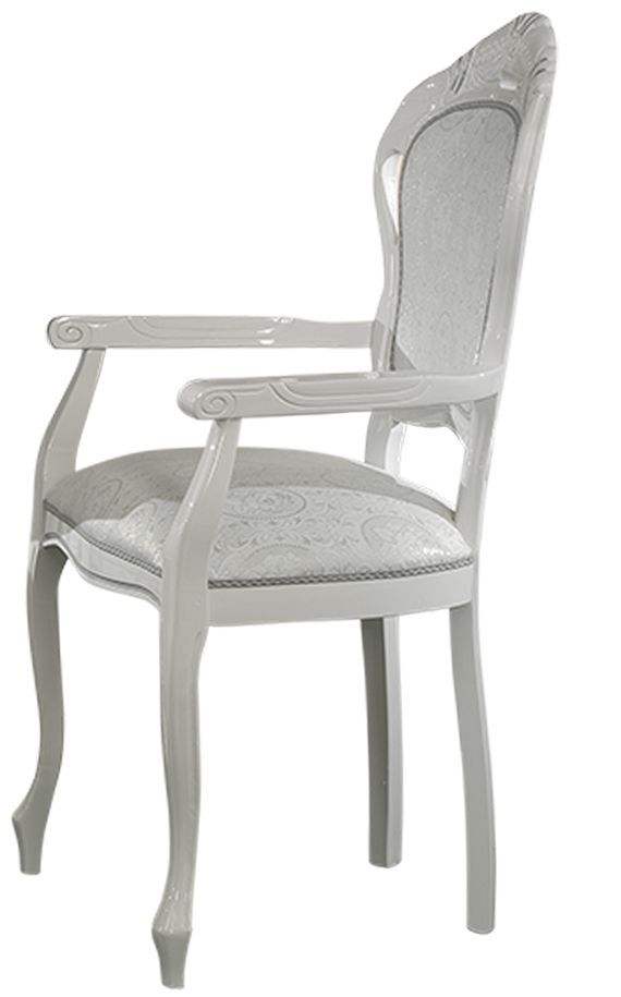 Fauteuil bois laqué blanc et assise tissu doux gris clair Verko - Photo n°1