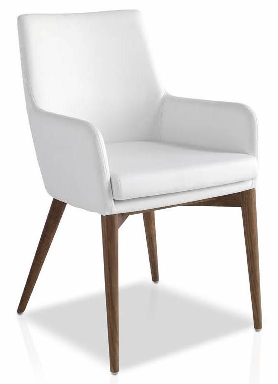 Fauteuil bois noyer et simili cuir Orna - Lot de 2 - Photo n°1