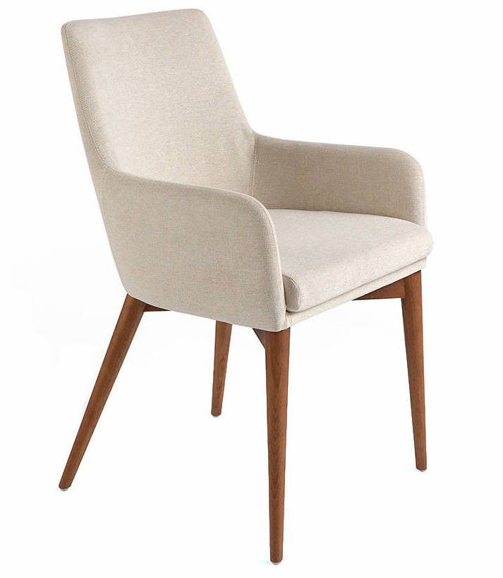 Fauteuil bois noyer et tissu Orna - Lot de 2 - Photo n°1