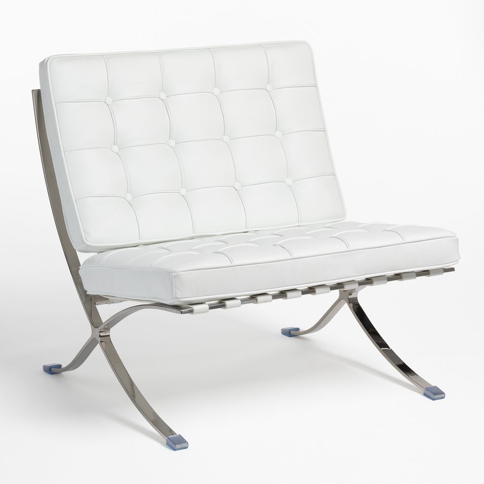 Fauteuil capitonné cuir blanc Barka - Photo n°1