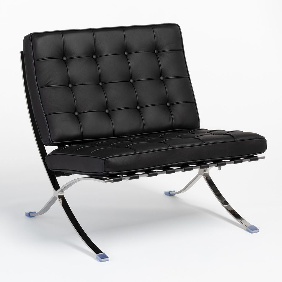 Fauteuil capitonné cuir noir Barka - Photo n°1
