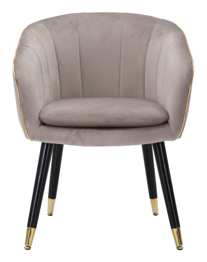 Fauteuil capitonné gris avec finitions dorées Fiji - Photo n°1