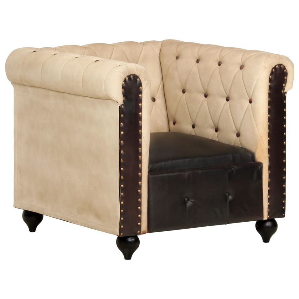 Fauteuil Chesterfield Marron Cuir véritable - Photo n°1