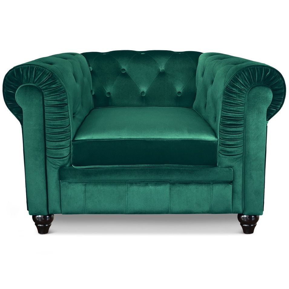 Fauteuil Chesterfield velours vert Jakar - Photo n°1