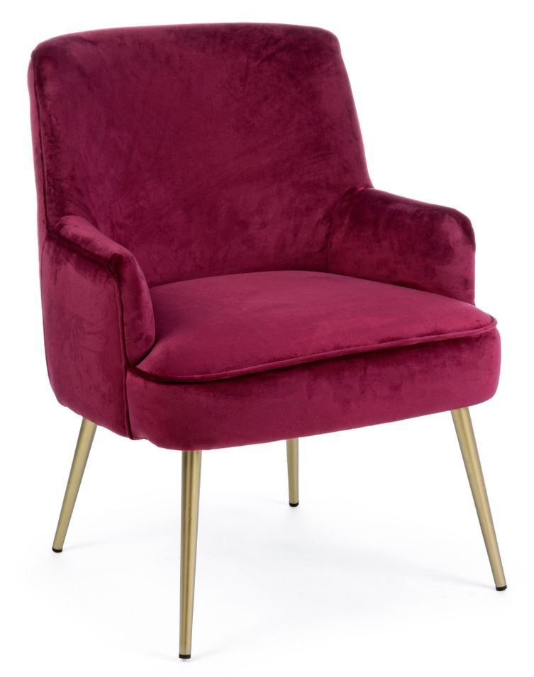Fauteuil CLELIA – Velours & pieds acier doré - Photo n°1