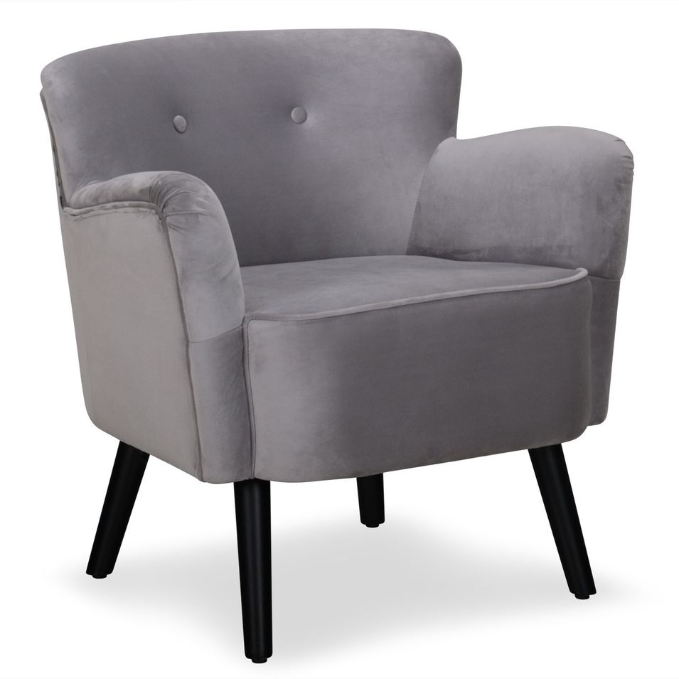 Fauteuil confortable tissu argent Pauka - Photo n°1