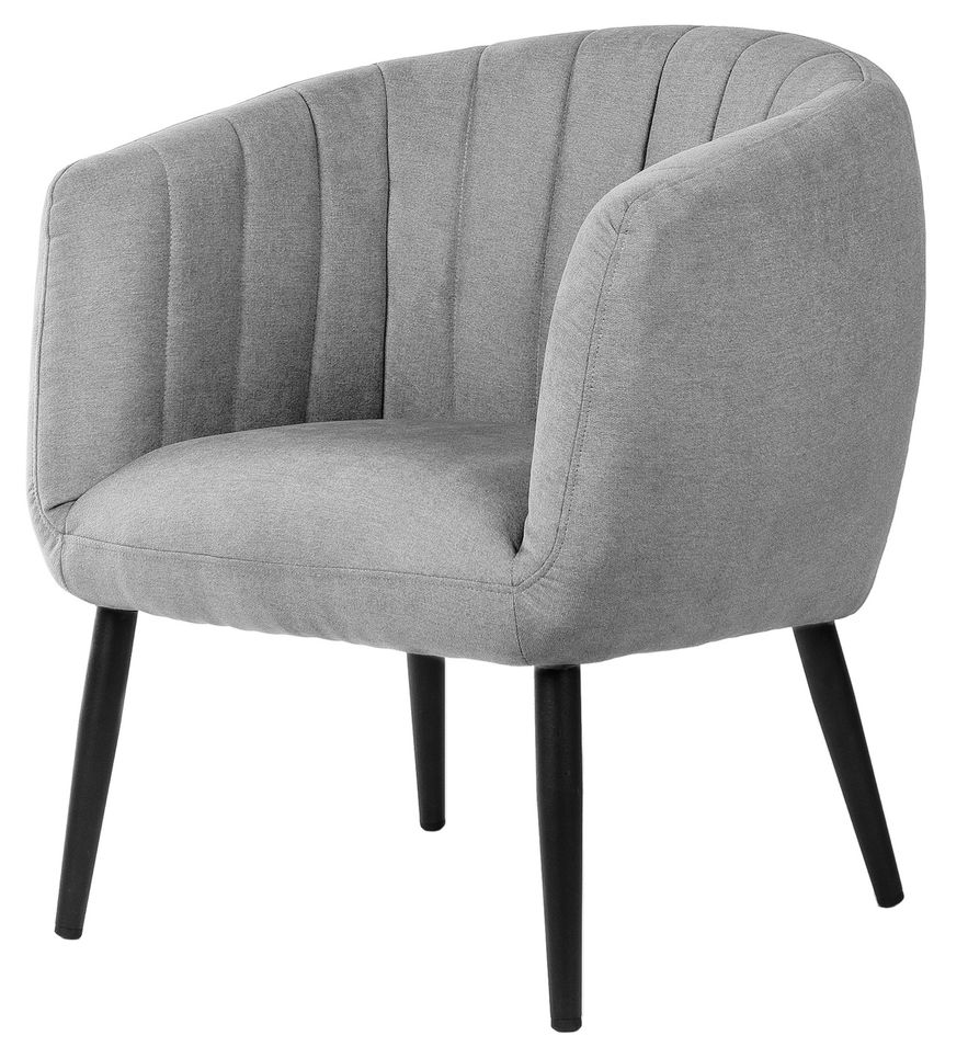 Fauteuil confortable tissu gris clair et pieds métal noir Vina 68 cm - Photo n°1