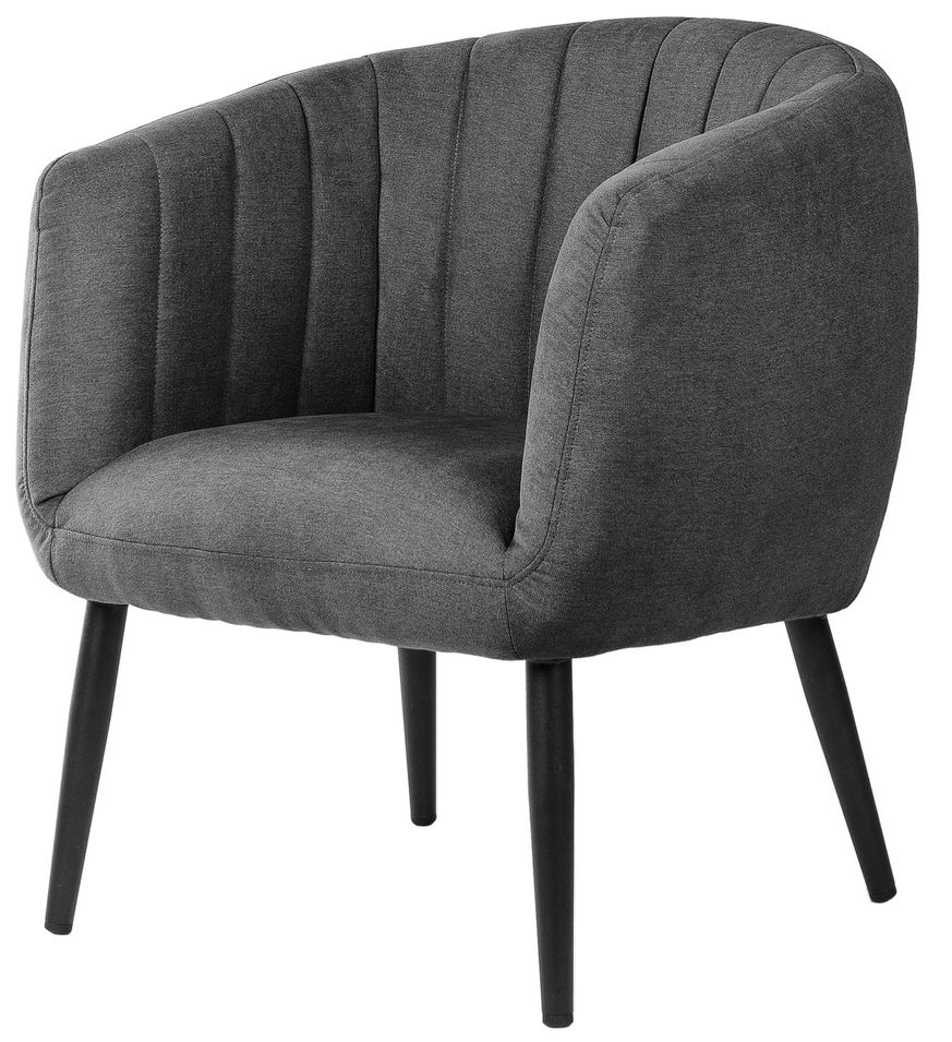 Fauteuil confortable tissu gris foncé et pieds métal noir Vina 68 cm - Photo n°1