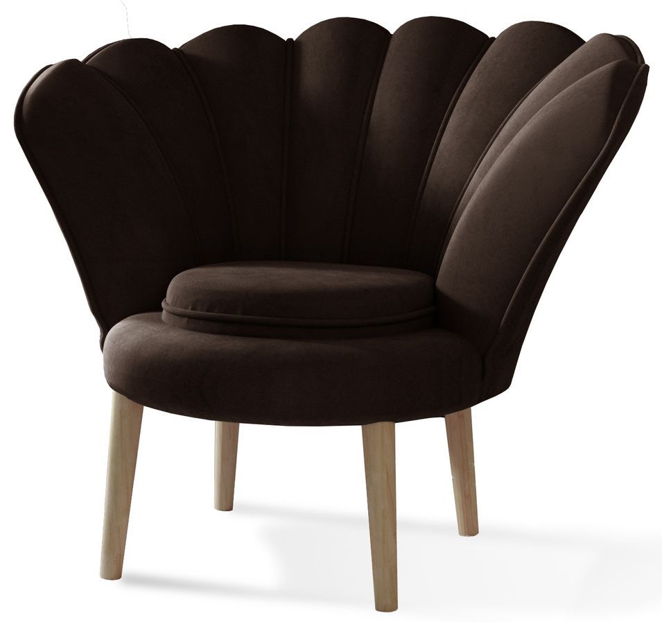 Fauteuil coquillage velours marron foncé Skidra - Photo n°1