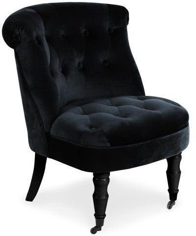 Fauteuil crapaud à roulette velours noir Princy - Photo n°1