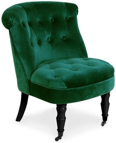 Fauteuil crapaud à roulette velours vert Princy - Photo n°1