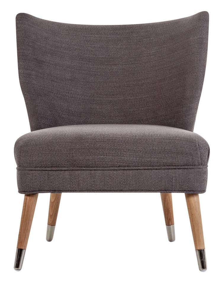 Fauteuil crapaud tissu gris et pieds pin massif clair Susie - Photo n°1