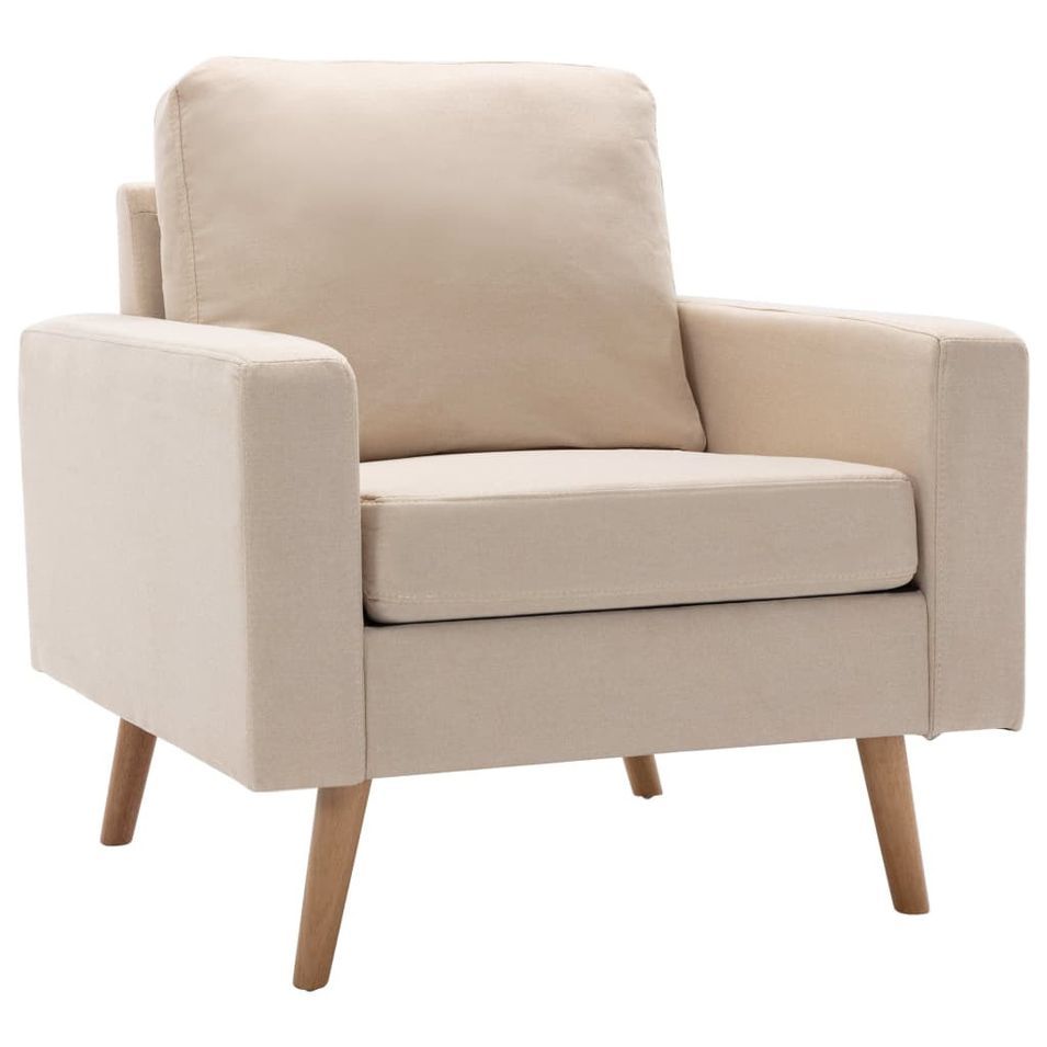 Fauteuil Crème Tissu Louva - Photo n°1