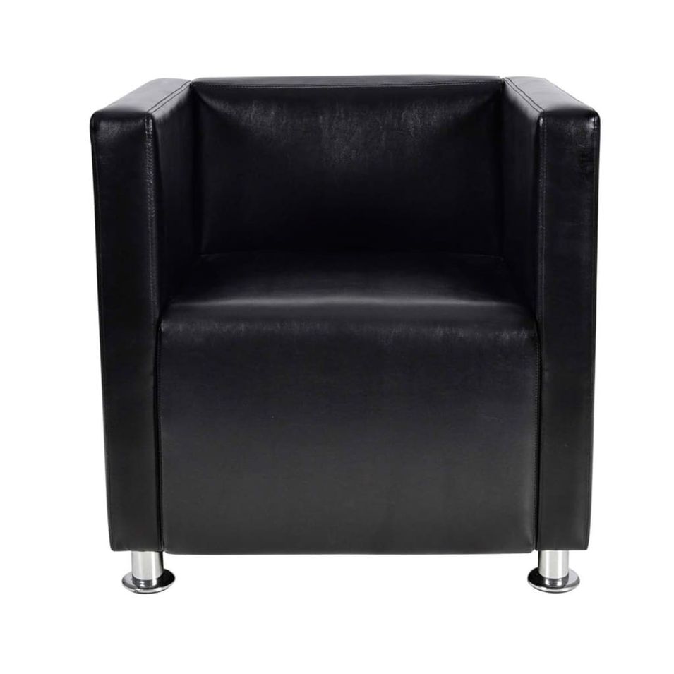 Fauteuil cube Noir Similicuir - Photo n°1