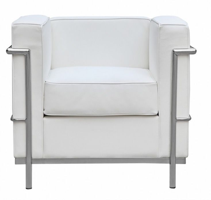 Fauteuil cuir blanc et métal Kubik - Photo n°1