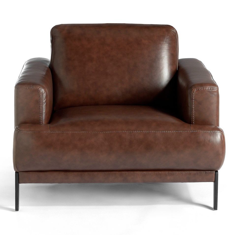 Fauteuil cuir et pieds acier noir inoxydable noir Yaro - Photo n°1