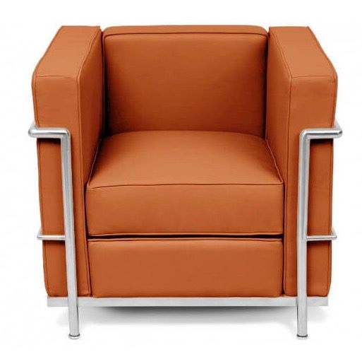 Fauteuil cuir marron et métal Kubik - Photo n°1